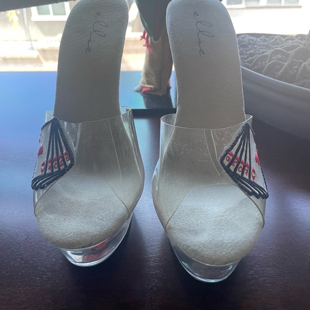 Ellie Women's Clear Platform Heels - card deck